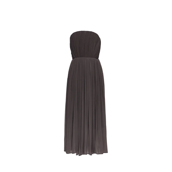 Magda Butrym Strapless pleated corset dress in brown
