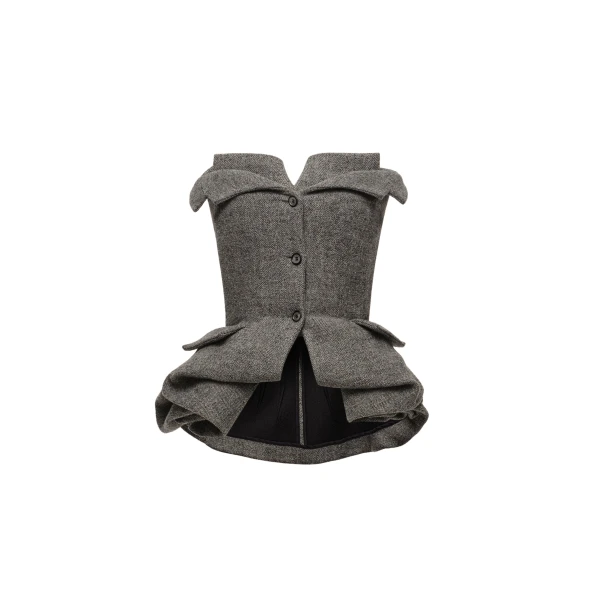 Magda Butrym Strapless wool blouse with rose peplum in grey