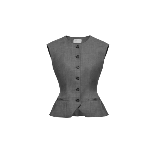 Tailored flared vest in grey