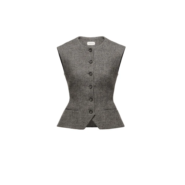 Magda Butrym Tailored wool-blend flared vest in grey