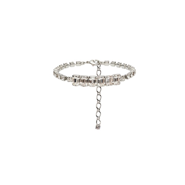 Magda Butrym Tennis bracelet with baguette-cut crystals in silver