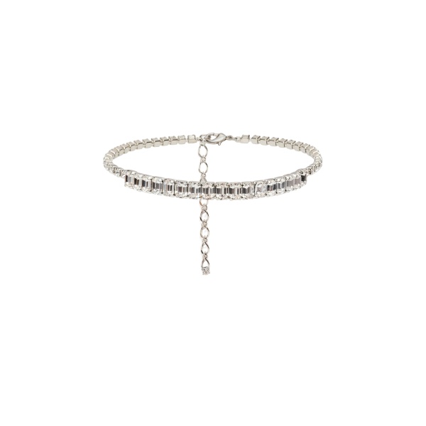 Magda Butrym Thin choker necklace with baguette-cut silver crystals