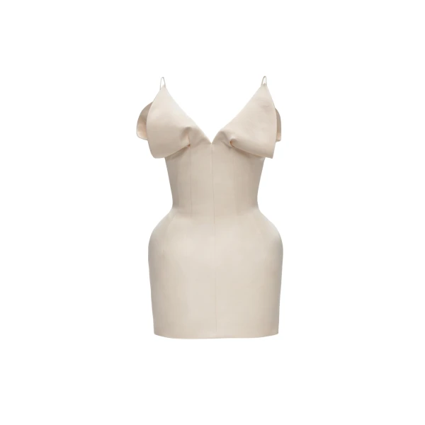 Magda Butrym V-neck corset mini dress in cream