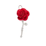 Magda Butrym Velvet rose keychain in red
