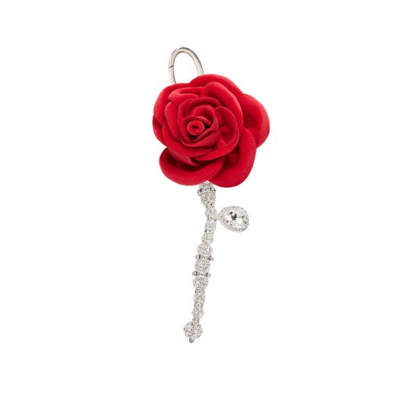 Magda Butrym Velvet rose keychain in red