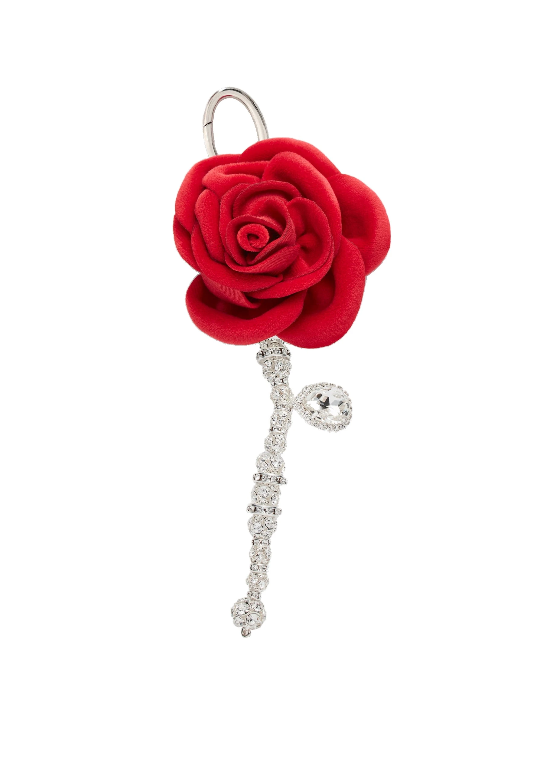 Magda Butrym Velvet rose keychain in red | Coveti Magda Butrym Velvet rose keychain in red