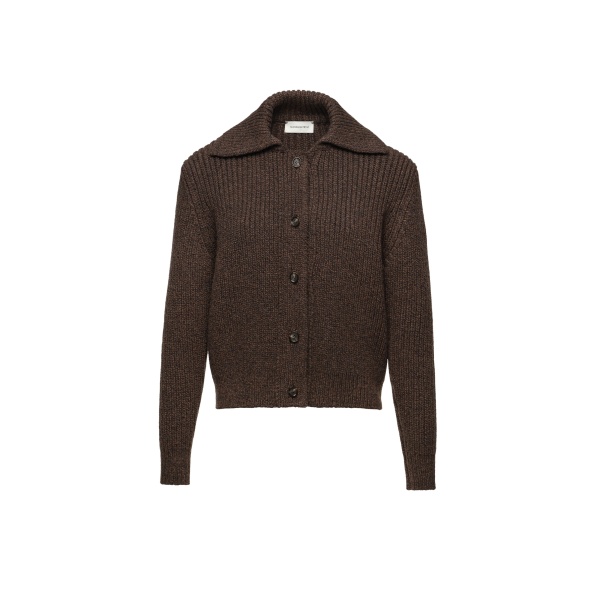 Magda Butrym Wool cardigan with collar in dark brown