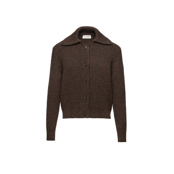 Magda Butrym Wool cardigan with collar in dark brown