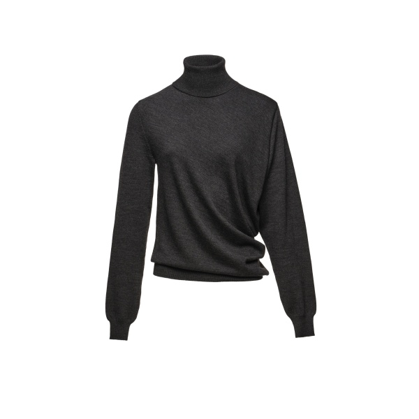 Magda Butrym Wool draped turtleneck in grey
