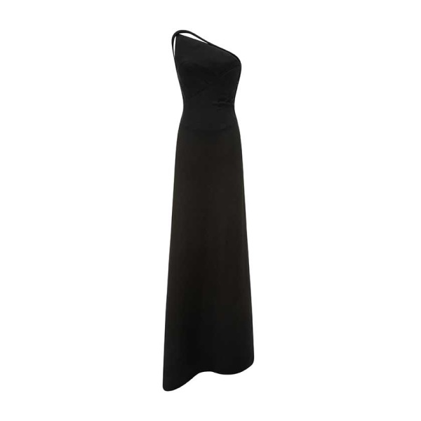 Marmar Halim Asymmetrical Crepe Backless Dress With Embroidered Back Straps