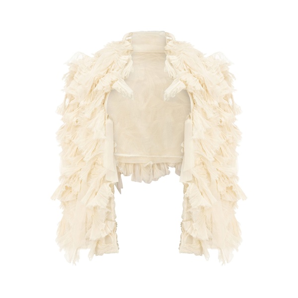 Marmar Halim Cape Styled With Strapless Silk Georgette Pleated Dress