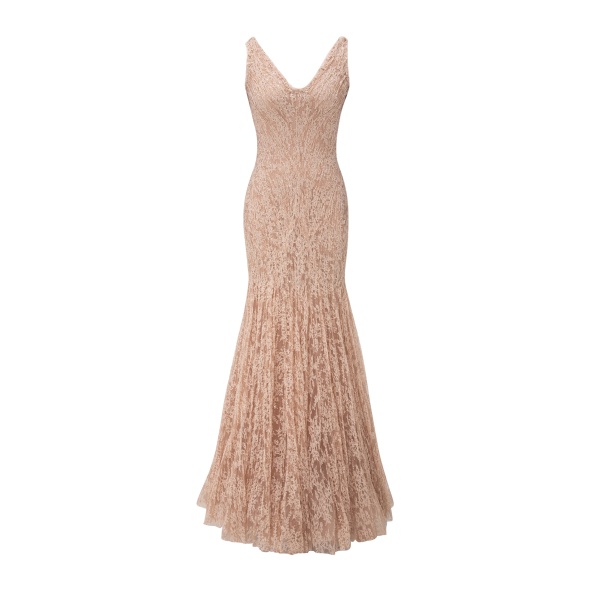Marmar Halim Fish-Cut Pleated Lace Dress