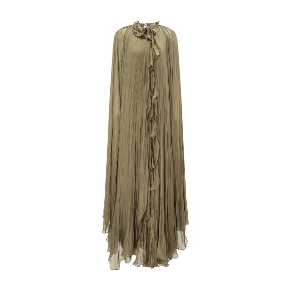 Marmar Halim High-Neck Pleated Chiffon Silk Dress