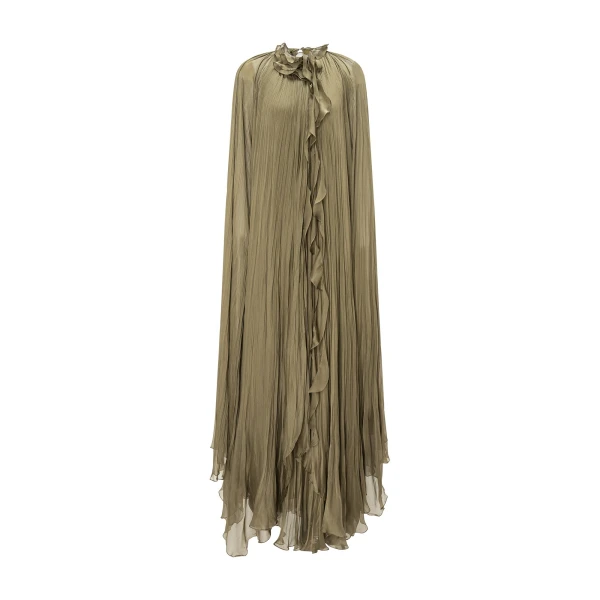 Marmar Halim High-Neck Pleated Chiffon Silk Dress