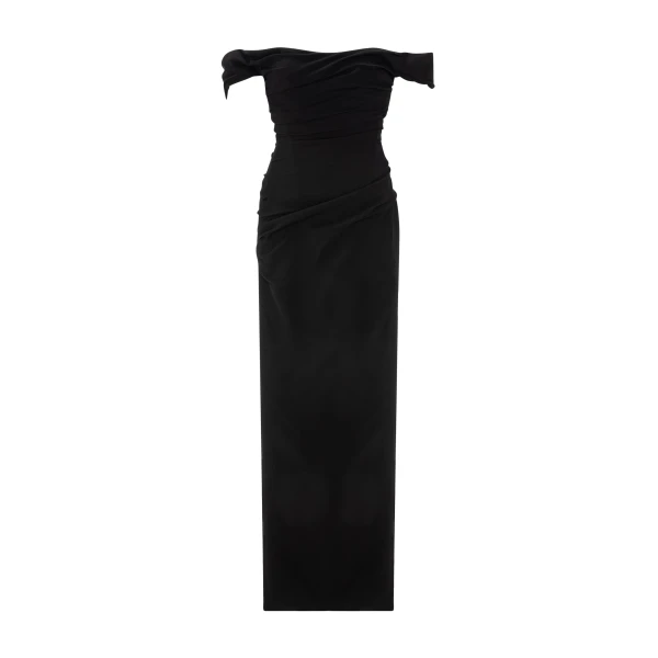 Off-Shoulder Draped Crepe Dress
