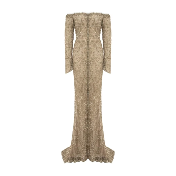 Marmar Halim Off-Shoulder Embroidered Lace Dress