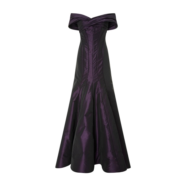 Marmar Halim Off-Shoulder Fish-Cut Taffeta Dress