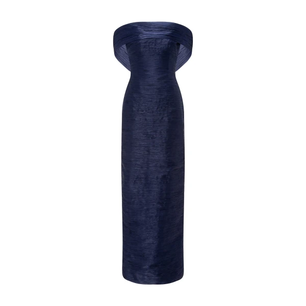 Marmar Halim Off-Shoulder Pleated Silk Dress