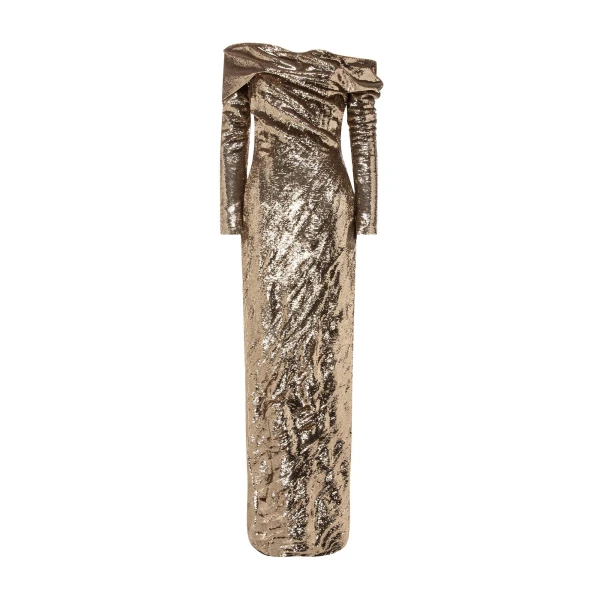 Marmar Halim Off-Shoulder Sequins Dress With Wire Outline
