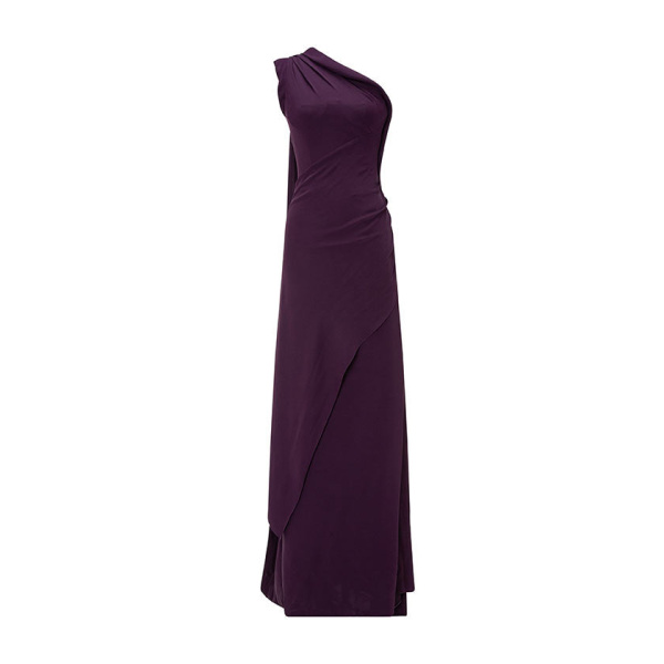 Marmar Halim One-Shoulder Crepe Dress With Cape