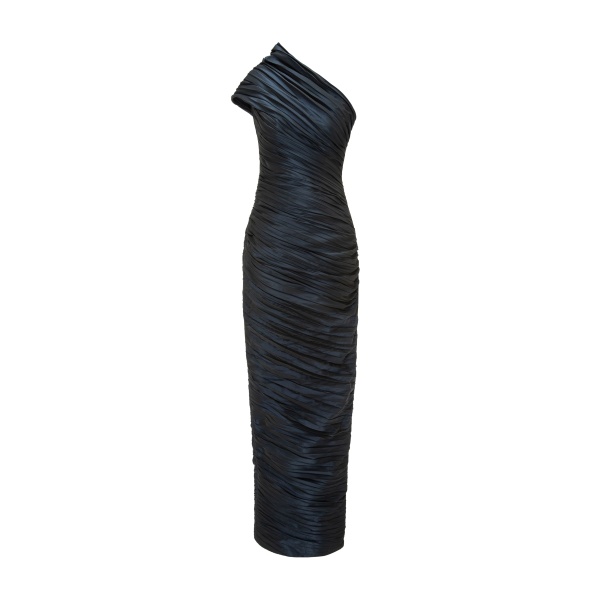 Marmar Halim One-Shoulder Pleated Taffeta Dress