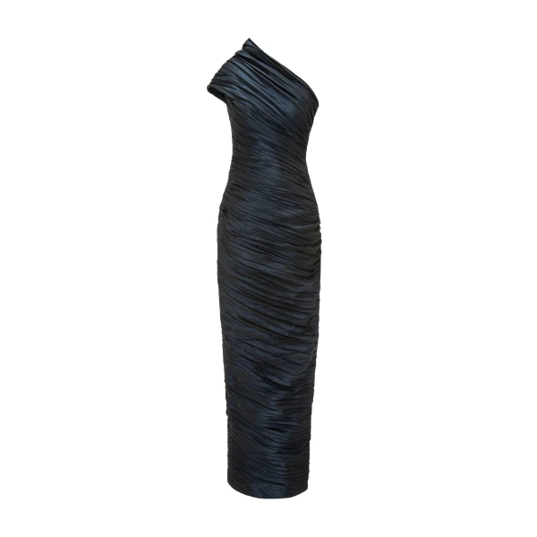 Marmar Halim One-Shoulder Pleated Taffeta Dress