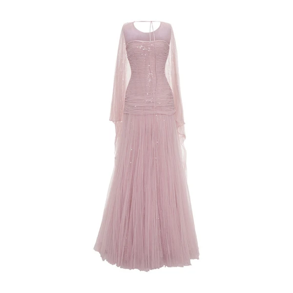 Marmar Halim Pleated Tulle And Sequins Strappless Gown