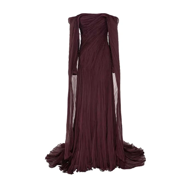 Ruched Silk Georgette With Long Sleeve