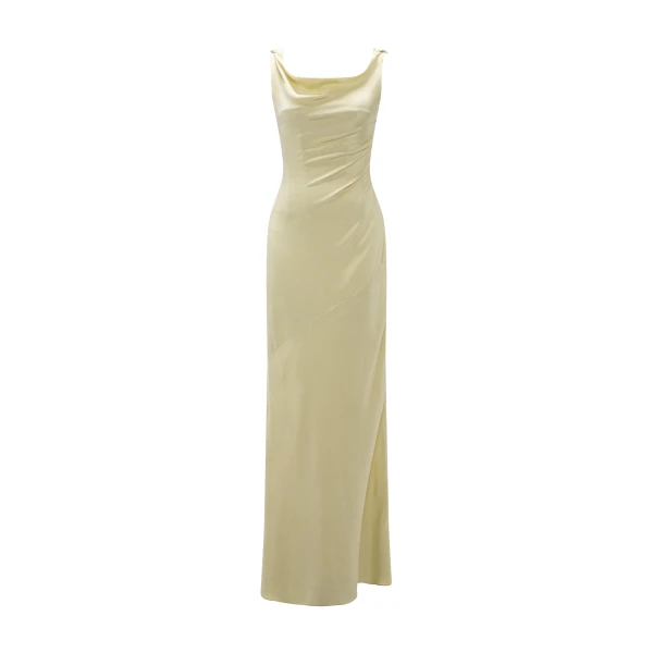 Silk Crepe Draped Dress