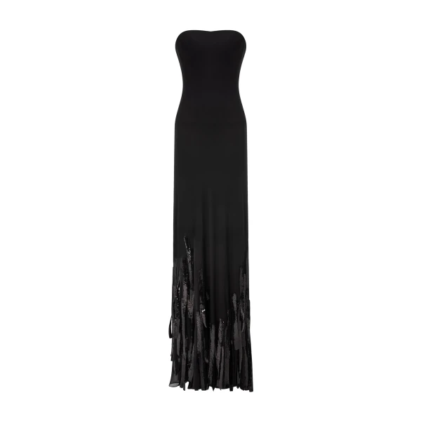 Strapless Chiffon Dress With Embroidered Sequins