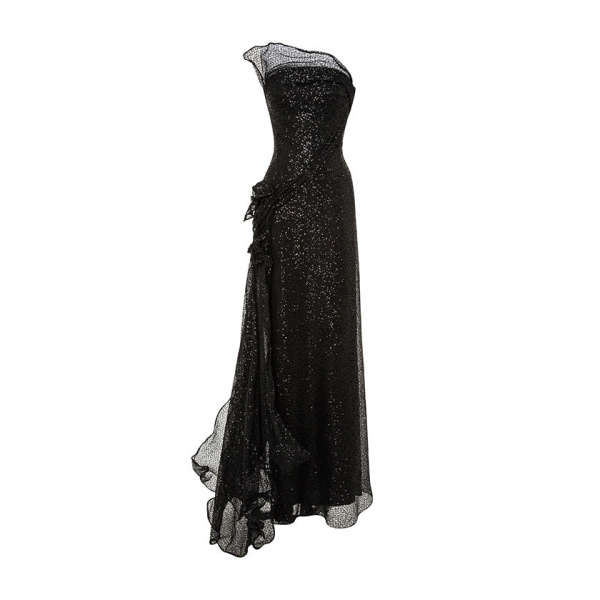 Marmar Halim Strapless Net Lace Dress With Wire Detailing