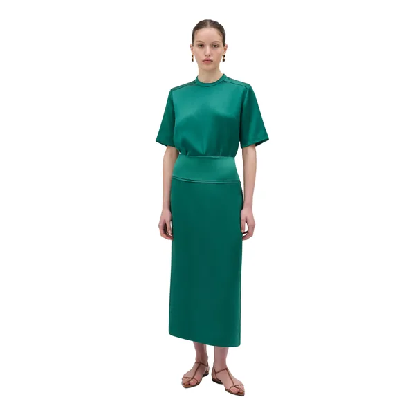 Double Satin Midi Skirt