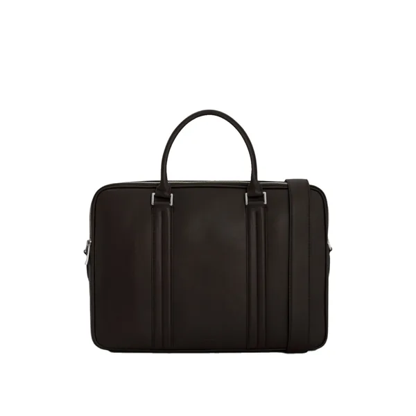 Nicholas Smooth Double Zip Briefcase Dark Chocolate