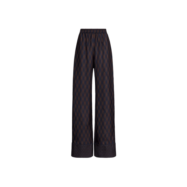 Oscar de la Renta Argyle Silk Twill Wide Leg Pant | Pants | Coveti