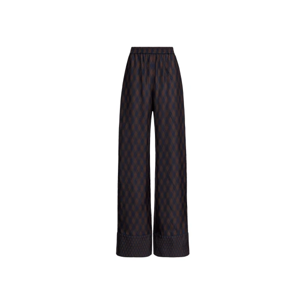 Oscar de la Renta Argyle Silk Twill Wide Leg Pant | Pants | Coveti