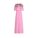 Oscar de la Renta Beaded Mixed Botanical Embroidered Caftan | Kimono | Coveti