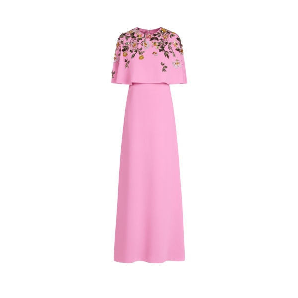 Oscar de la Renta Beaded Mixed Botanical Embroidered Caftan | Kimono | Coveti