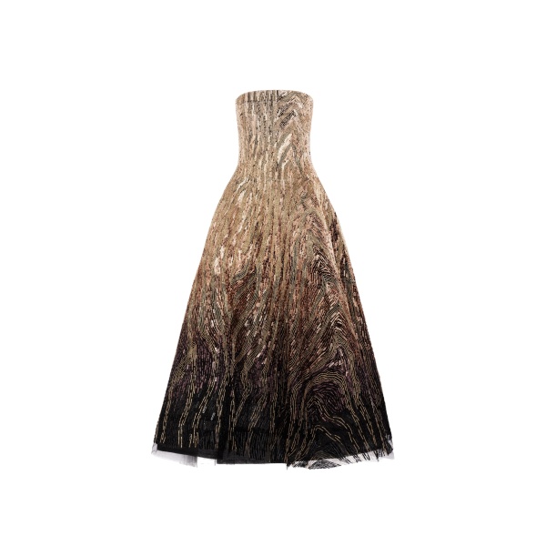 Oscar de la Renta Beaded Sequin Moiré Ombré Tea Length Gown | Dresses | Coveti