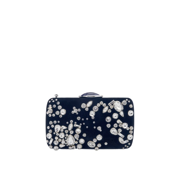 Oscar de la Renta Crystal Cluster Embroidered Minaudière