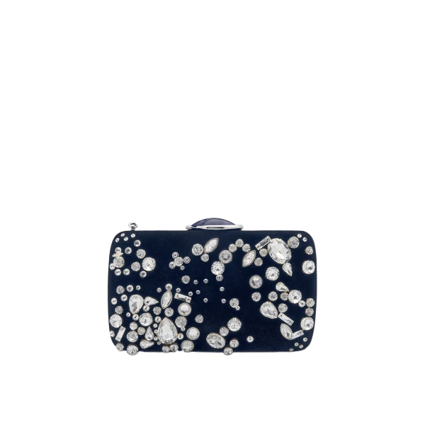 Oscar de la Renta Crystal Cluster Embroidered Minaudière