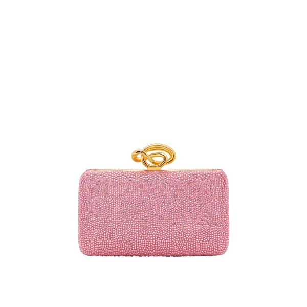 Oscar de la Renta Crystal Pavé Knot Minaudière in Pink Crystal