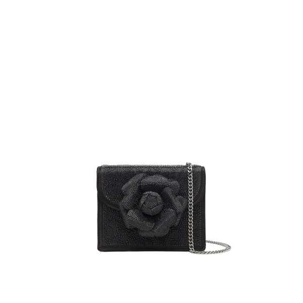 Oscar de la Renta Crystal Pavé Mini TRO Bag in Black