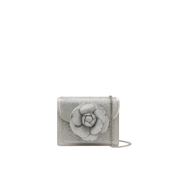 Oscar de la Renta Crystal Pavé Mini TRO Bag in Silver
