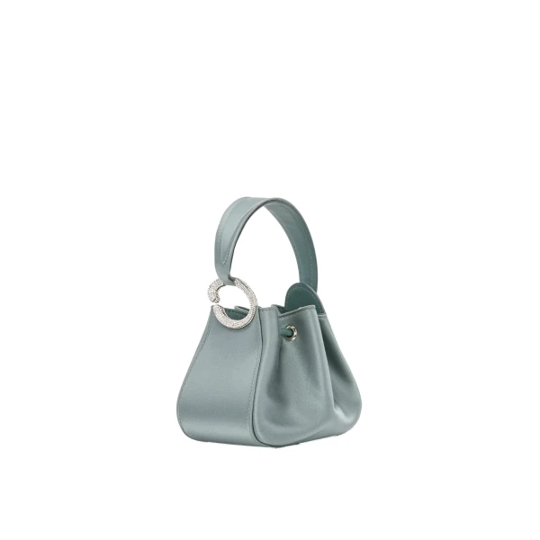Crystal Pavé Nano O Handle Bag in Steel