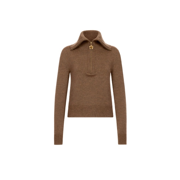 Oscar de la Renta Double Collar Double Zip Pullover | Knitwear | Coveti