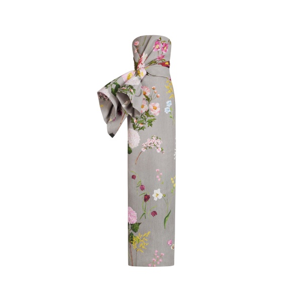 Oscar de la Renta Mixed Botanical Drape-Detailed Faille Gown | Dresses | Coveti