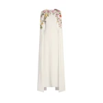 Oscar de la Renta Mixed Botanical Embroidered Georgette Caftan | Kimono | Coveti