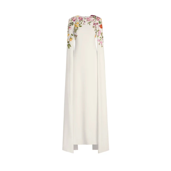 Mixed Botanical Embroidered Georgette Caftan