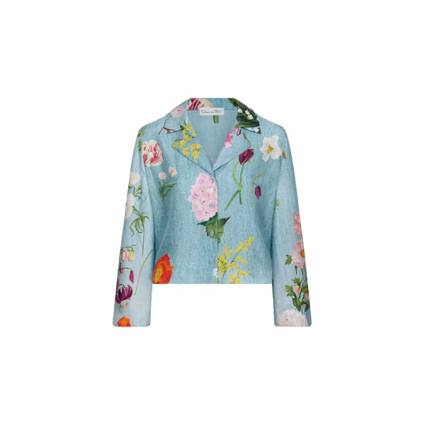 Oscar de la Renta Mixed Botanical Silk Twill Blouse | Tops | Coveti