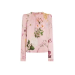 Oscar de la Renta Mixed Botanical Tie-Detailed Blouse | Tops | Coveti